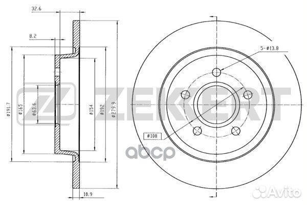 Диск торм. зад. Ford C-Max 07- Focus I II 04
