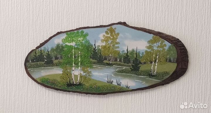 Панно декоративное на спиле ствола дерева