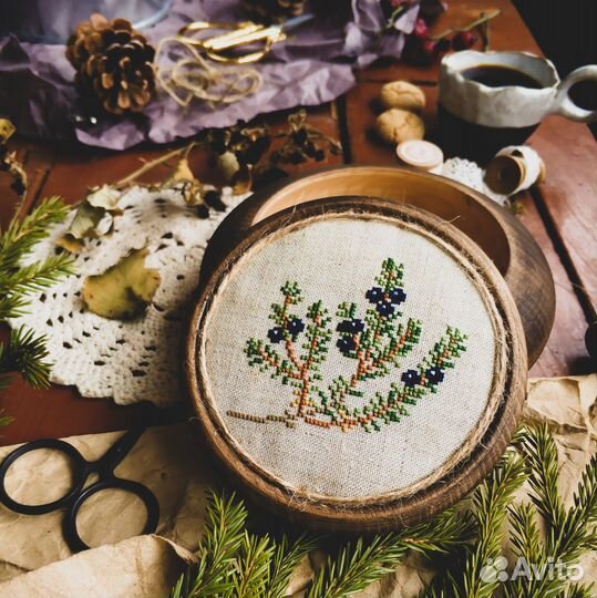 Шкатулка Вышивка Можжевельник Сова