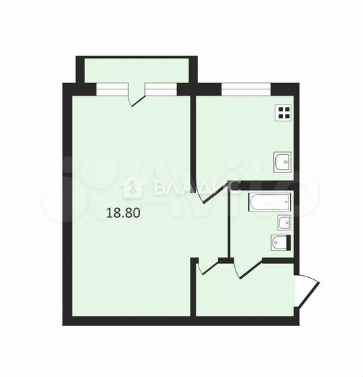 1-к. квартира, 30,8 м², 3/5 эт.