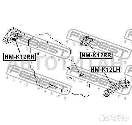 Подушка коробки передач лев nissan almera UK make N16E 2000.02-2006.11 (EL) Febest NMK12LH