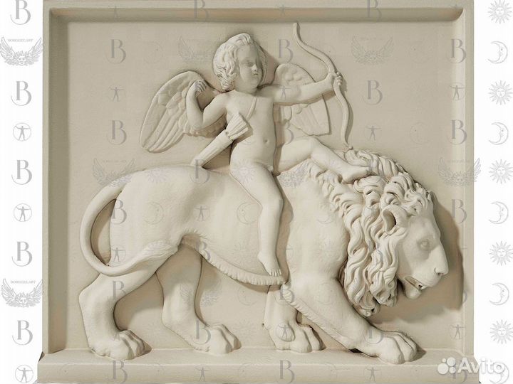 Барельеф Купидон верхом на льве 1,6/1,6м