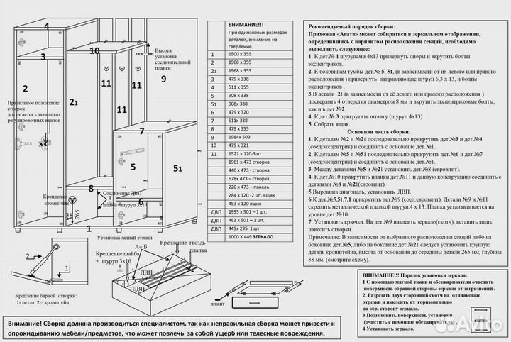 Прихожая Агата крафт дуб белый/золотой 1,5 м