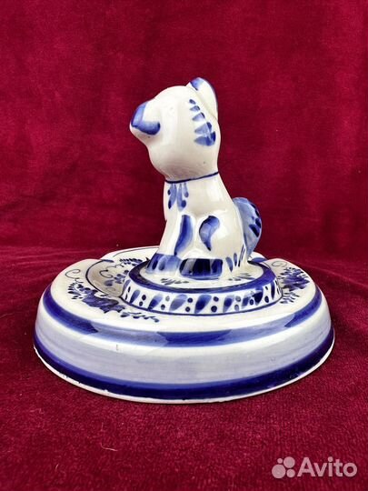 Пепельница собака СССР гжель фарфор