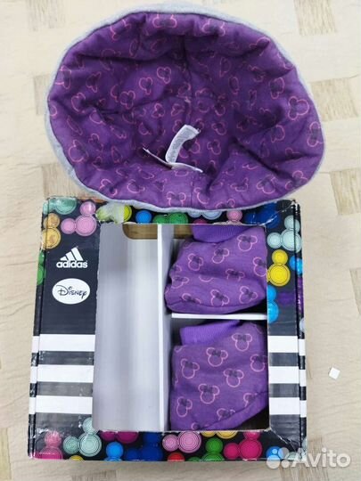 Шапка, пинетки Adidas оригинал, для новорожденных