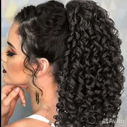 Афро кудрявый хвостик