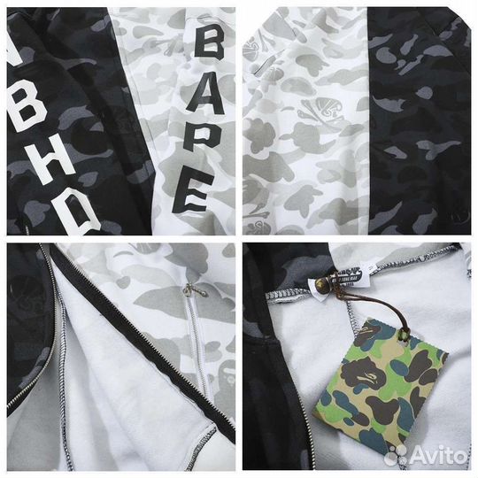 Худи Bape Черное белое