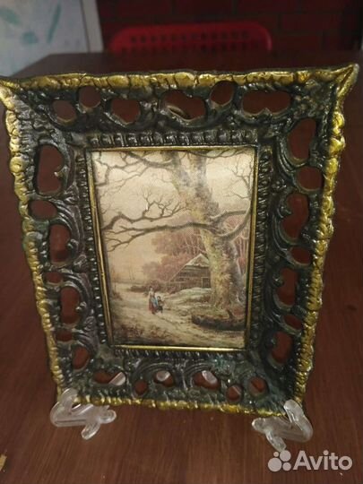 Шелкография в рамке из бронзы