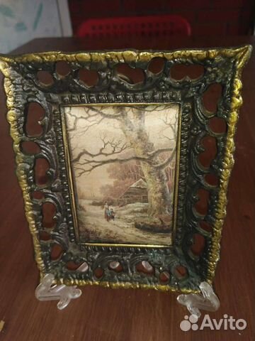 Шелкография в рамке из бронзы