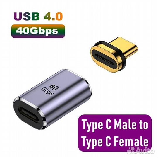 Магнитный адаптер USB Type-C 40 Гбит/с