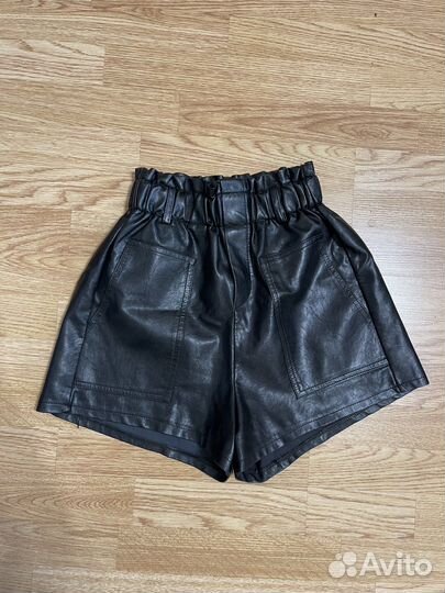 Шорты кожаные (эко), шорты-юбка