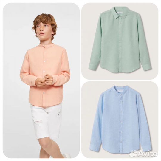 Рубашка Mango Kids 8,9,11-12 лет лён