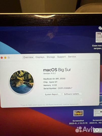 Macbook air 13 m1 2020 256гб