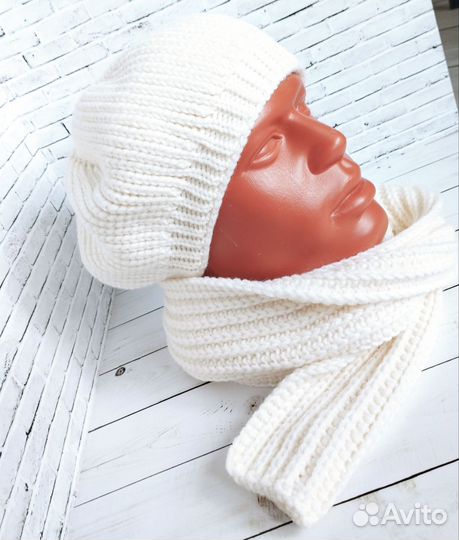 Берет и шарф женский, новый