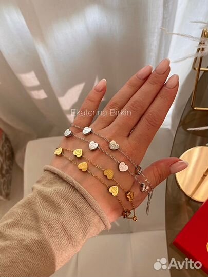 Браслет tiffany золото серебро сердце однотонное