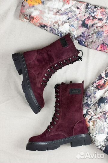 Зимние новые ботинки 38 р-р, нат.шерсть, замша