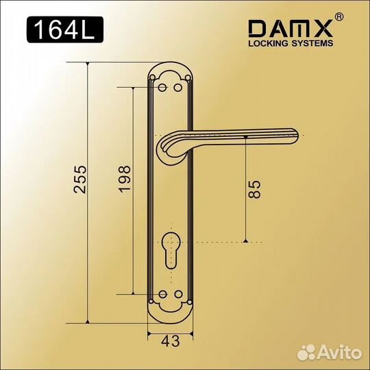 Ручки дверные на планке damx (85мм) 164 L SB/PB