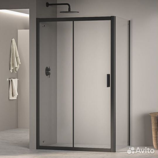 Душевой уголок 120х100.Чёрный профиль