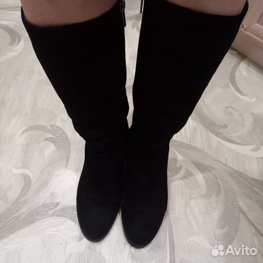 Сапоги зимние замшевые,натуральный мех 37р-р