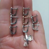 Серьги, колечко, Хелло Китти, серебро, эмаль