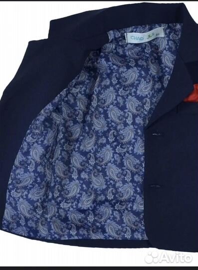 Костюм праздничный тёмно-синий габардин