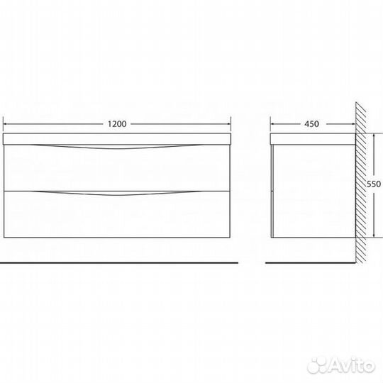 Тумба без раковины BelBagno marino-1200-2c-so-wo-p