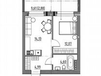 1-к. квартира, 39,3 м², 3/3 эт.