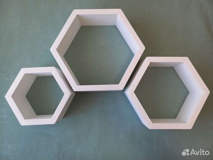 Полка настенная соты белые, комплект 3 шт