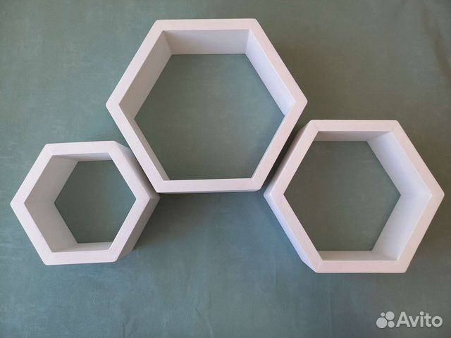 Полка настенная соты белые, комплект 3 шт