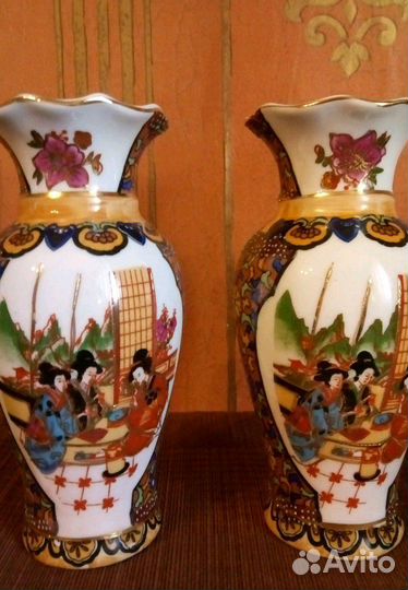 Вазы китайские парные в технике мориаж