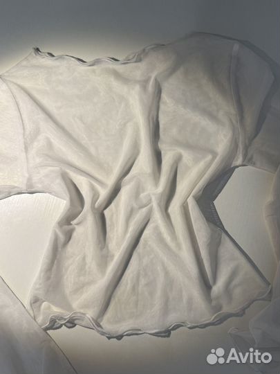 Лонгслив прозрачный белый 40-42