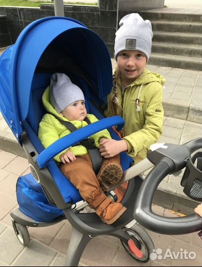 Коляска stokke xplory v4 cobalt blue 2 в 1