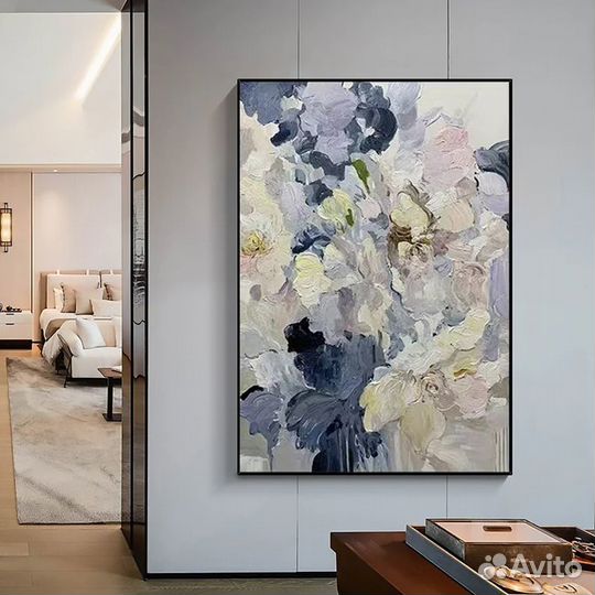 Большая картина маслом ручная работа цветы