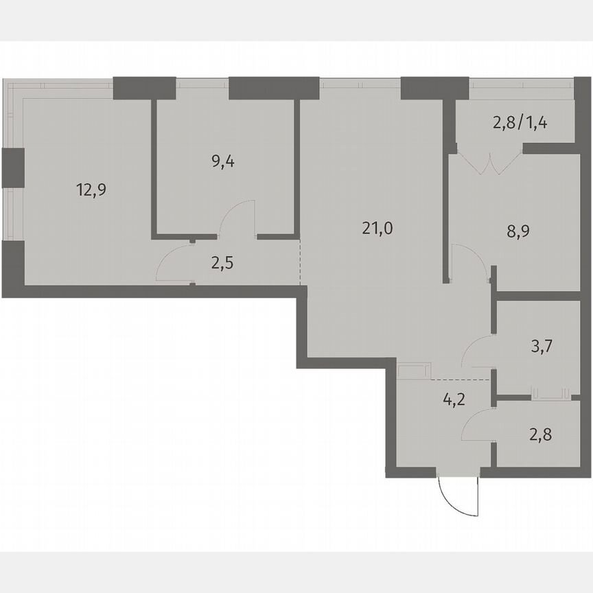3-к. квартира, 66,9 м², 7/12 эт.