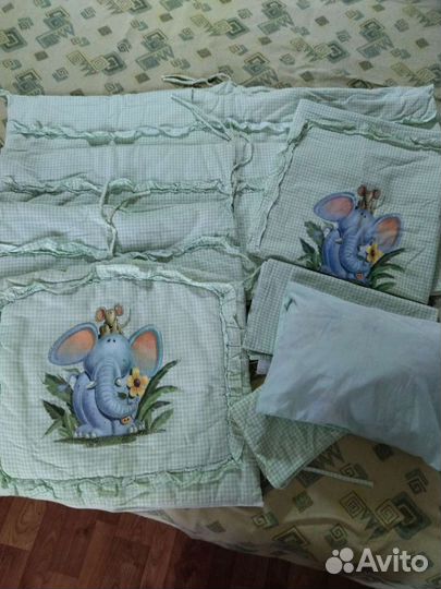 Бортики в кроватку, кпб, одеяло, подушка, балдахин