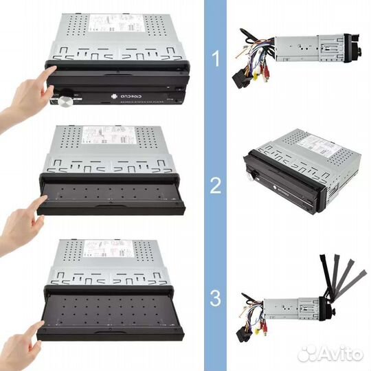 Универсальная магнитола с выдвижным экраном 1 дин