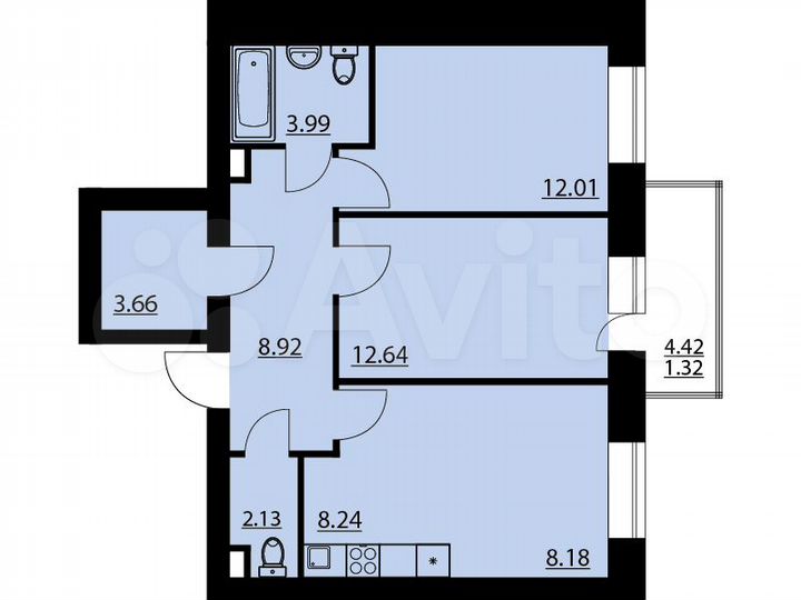 2-к. квартира, 61,1 м², 7/10 эт.