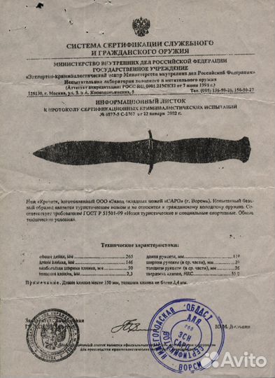 Сувенирный нож 