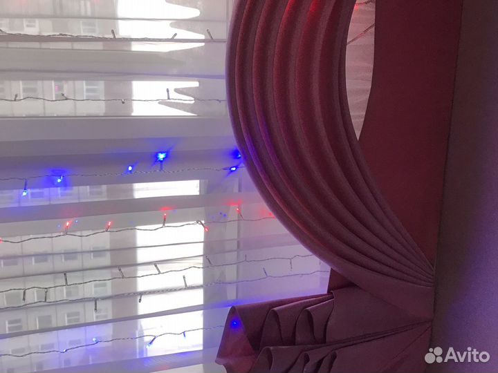 Розовый к-т: портьеры,ламбрекен,органза, покрывало