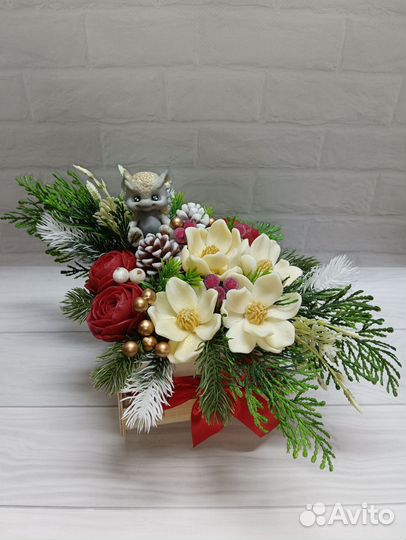 Новогодний подарок букет из мыла