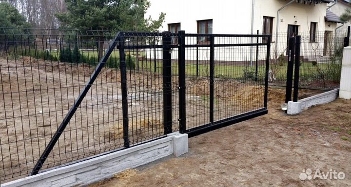 Забор из 3D сетки, ворота быстро