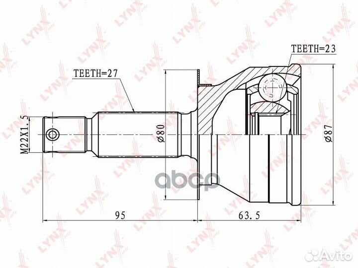 CO4401Шрус наружный. CO4401 lynxauto