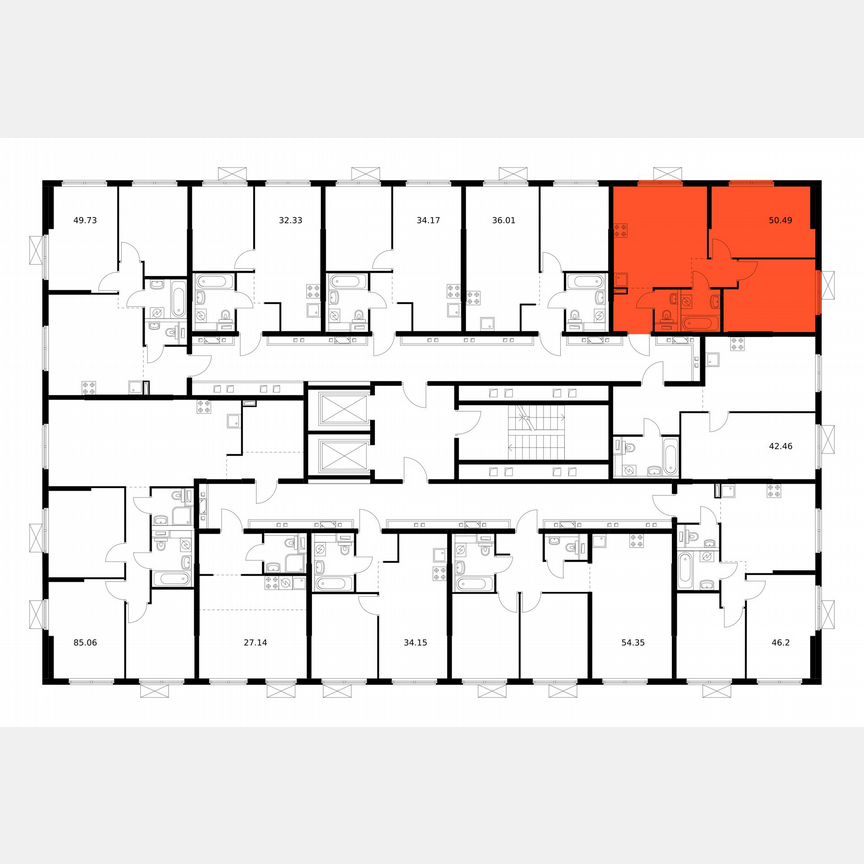 2-к. квартира, 50,5 м², 11/12 эт.