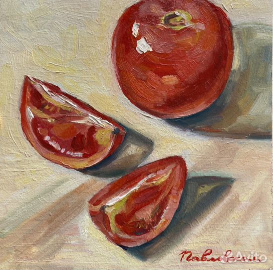 Картина с помидорами натюрморт масло холст