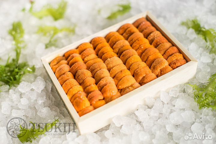 Икра морского ежа Уни на подложке