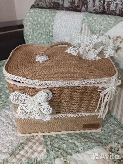 Шкатулки из натурального жгута