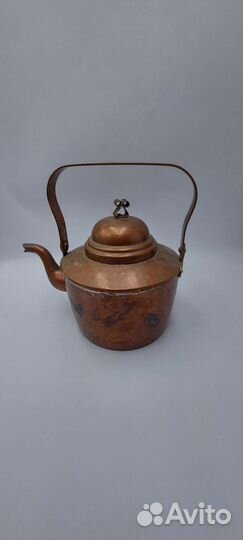 Антикварный медный чайник Швеция.1.5 литра