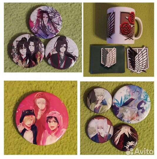 Аниме значки серьги нашивка подвески и другое