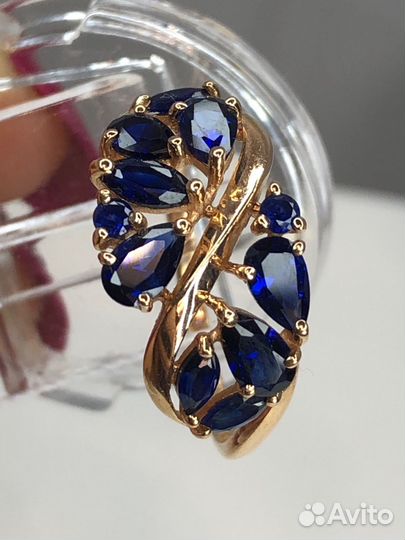 Кольцо с сапфирами золото 585/17,5р./2,12 гр