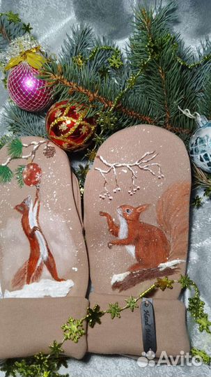 Варежки с ручной росписью